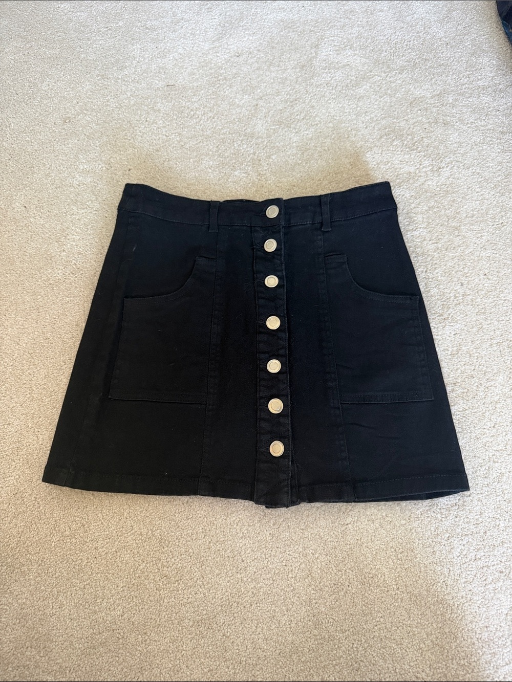 Altar’s StateBlack Button-Front Mini Skirt